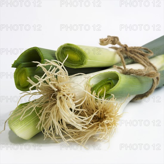 Cut leeks tied with string