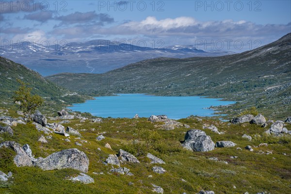 Turquoise lake and mountains
