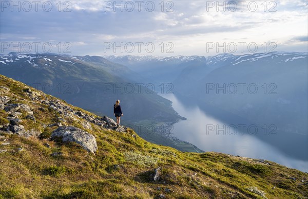 Hiker at the top of Mount Prest