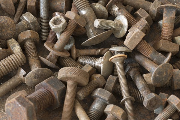 Rusty threaded screws and nuts