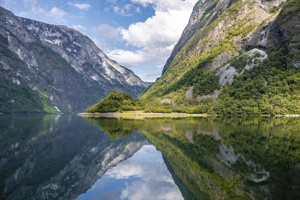 Mountains reflected in the water