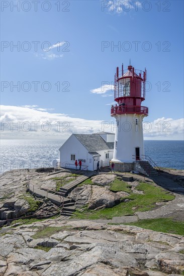 Red-white Lindesnes lighthouse