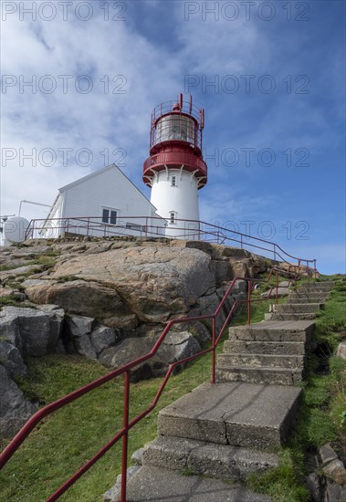 Red-white Lindesnes lighthouse