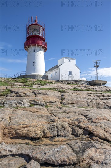 Red-white Lindesnes lighthouse