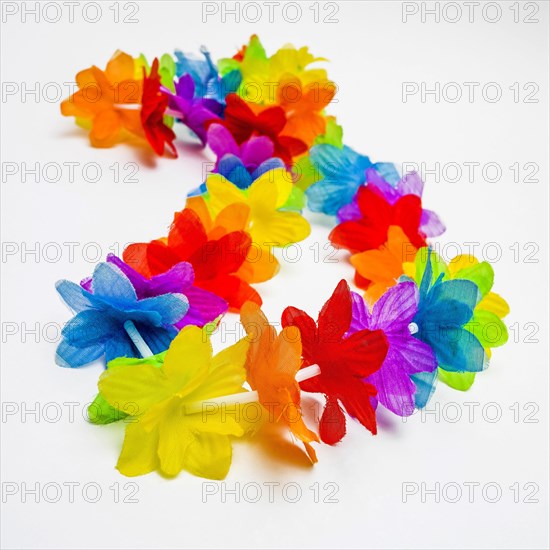 Flowers necklace on white background