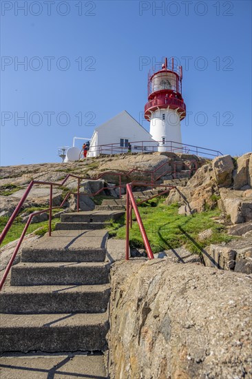 Red-white Lindesnes lighthouse