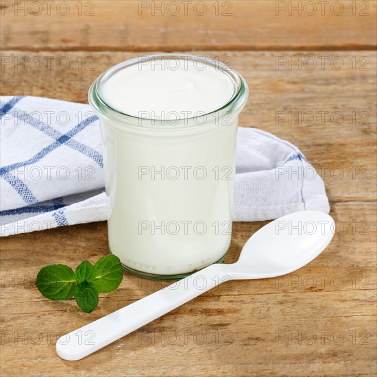 Yogurt natural yogurt breakfast healthy nutrition healthy bio food wooden board square