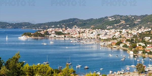 Port City Panorama Landscape Sea Mediterranean Sea Travel Travel on Skiathos Island