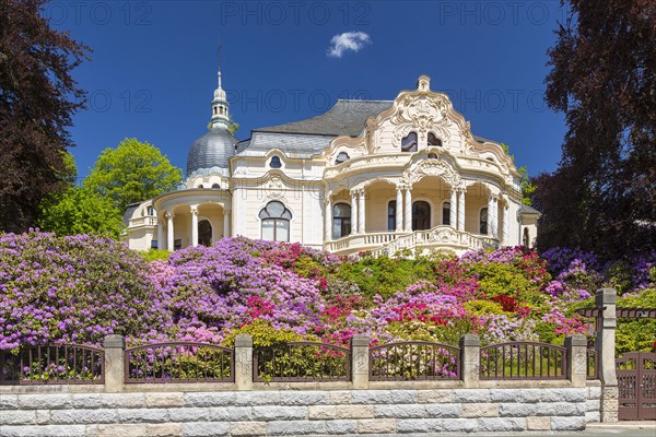 Former Villa Merz with blooming azaleas