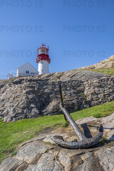 Red-white Lindesnes lighthouse