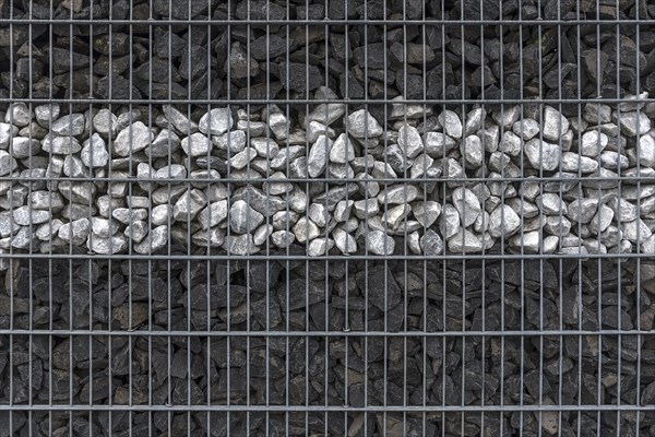Gabion with light and black stones