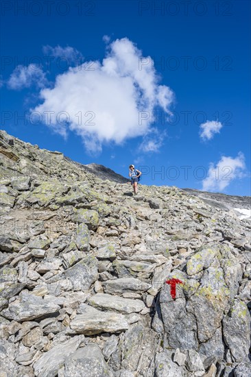 Hiker in rocky terrain