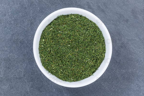 Dill herbs from above slate slate slate board