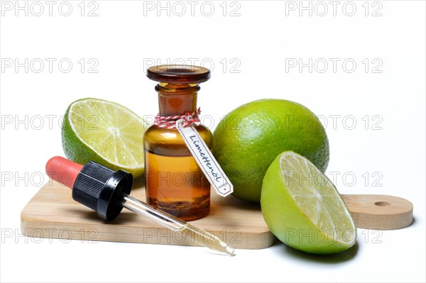 Lime oil in vial with pipette