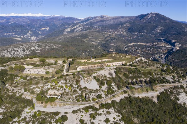 Aerial view Fort de la Revere or Fort Anselme in the Parc forestier de la Grande Corniche