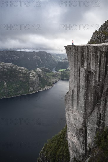 Single person on rock plateau