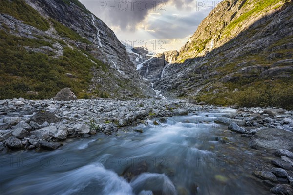 Kjenndalsbreen glacier with glacier river