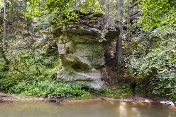 Rock on the river bank