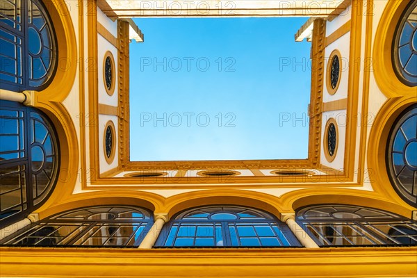 Moorish architecture of beautiful castle called Real Alcazar in Seville