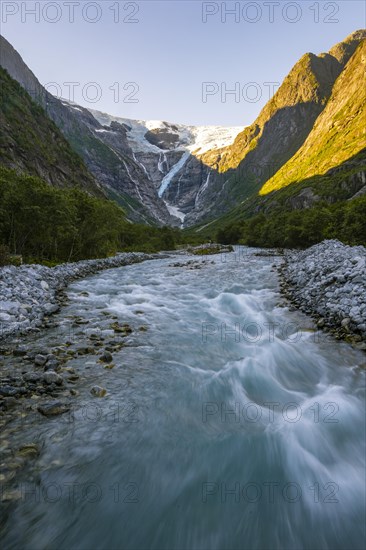 Kjenndalsbreen glacier with glacier river