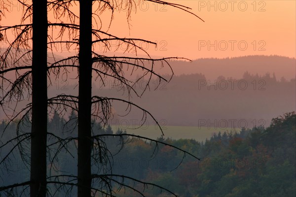 Sunset in the Thuringian Slate Mountains