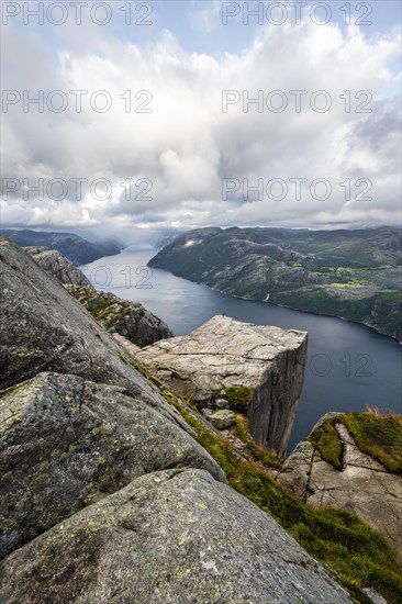 Single person on rock plateau