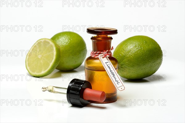 Lime oil in vial with pipette
