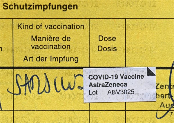 Vaccination certificate after vaccination with AstraZeneca against Covid-19