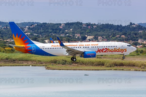 A Jet2 Boeing 737-800 with registration G-JZBC at Corfu Airport