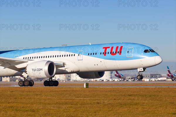 A TUI Boeing 787-9 Dreamliner aircraft with registration G-TUIK at Stuttgart Airport