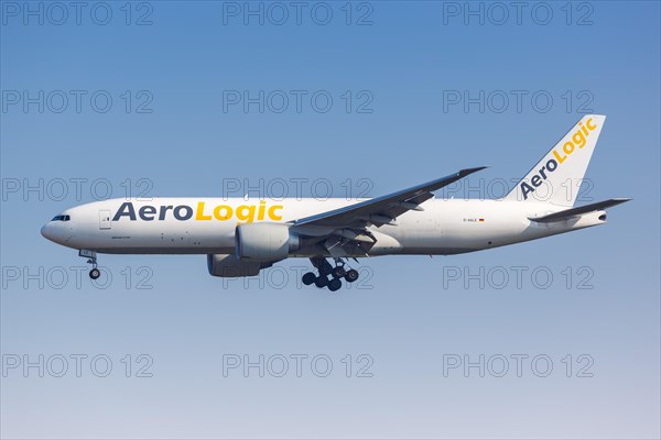 A Boeing 777F aircraft of AeroLogic with registration D-AALE at Leipzig Halle Airport