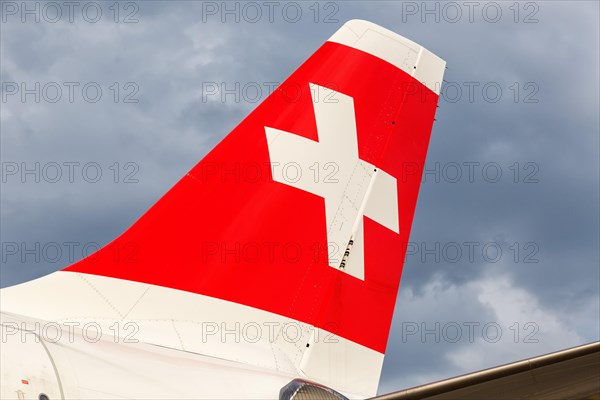 Airbus A330-300 aircraft tail of Swiss at Zurich Airport