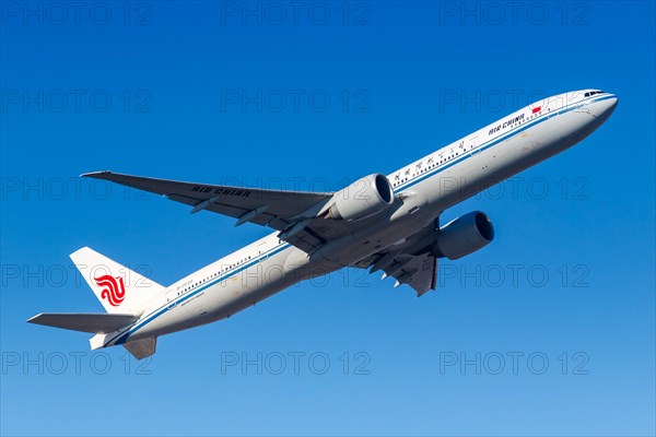 A Boeing 777-300ER aircraft of Air China with registration number B-2038 at Frankfurt Airport