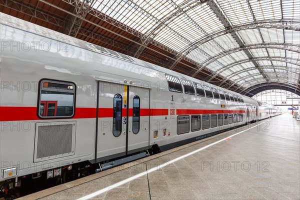 IC2 Intercity 2 train double-decker train at Leipzig central railway station Hbf station in Leipzig