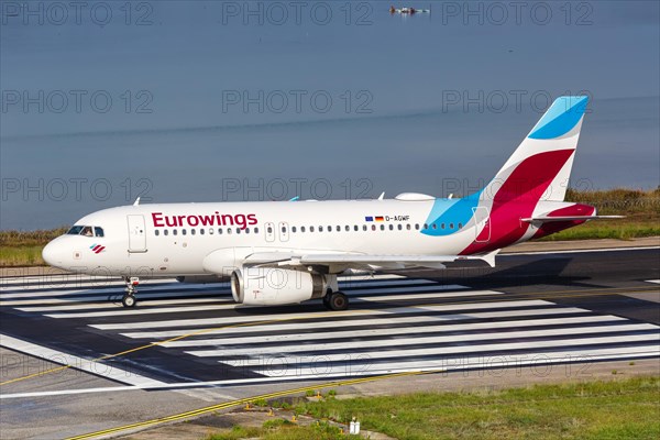 An Airbus A319 aircraft of Eurowings with registration number D-AGWF at Corfu Airport