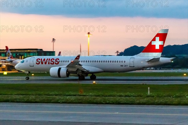 An Airbus A220-300 aircraft of Swiss with the registration HB-JCT at Zurich airport