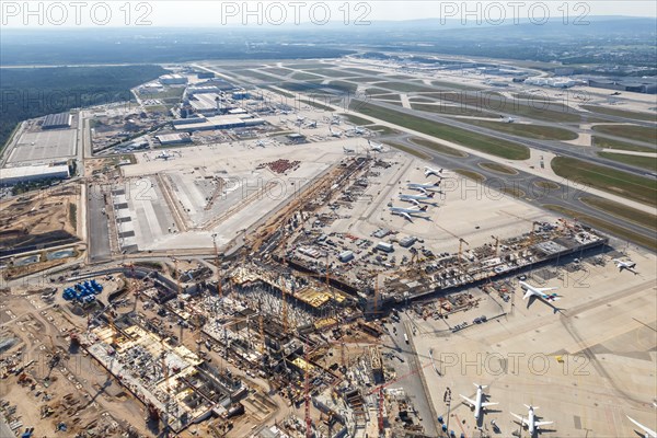 Aerial view of construction site Terminal 3 Frankfurt Airport