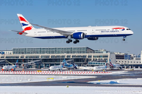 A British Airways Boeing 787-10 Dreamliner aircraft with registration G-ZBLB at Stuttgart Airport