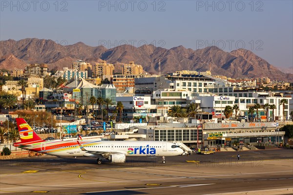An Arkia Airbus A321LR with registration number 4X-AGK at Eilat Airport