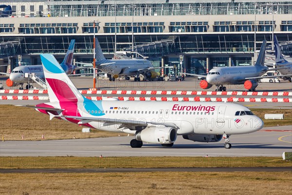 A Eurowings Airbus A319 with registration D-AGWJ at Stuttgart Airport