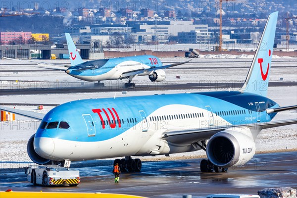 A TUI Boeing 787-9 Dreamliner aircraft with registration G-TUIK at Stuttgart Airport