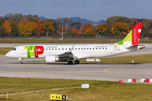 An Embraer ERJ 190 aircraft of TAP Portugal Express with registration CS-TPP at Munich Airport