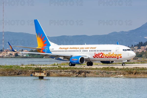 A Jet2 Boeing 737-800 with registration G-JZBC at Corfu Airport