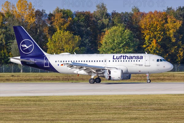 A Lufthansa Airbus A319 with the registration D-AIBF at Munich Airport