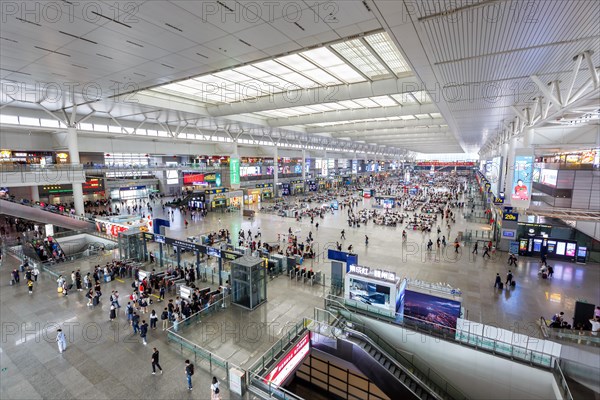 Shanghai Hongqiao railway station in China. Shanghai Hongqiao is the largest railway station in Asia