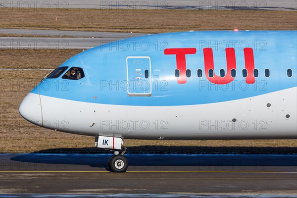 A TUI Boeing 787-9 Dreamliner aircraft with registration G-TUIK at Stuttgart Airport