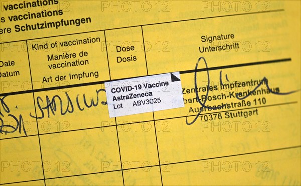 Vaccination certificate after vaccination with AstraZeneca against Covid-19