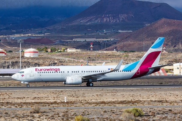 A Boeing 737-800 aircraft of Eurowings with registration number D-ABMQ at Tenerife South Airport