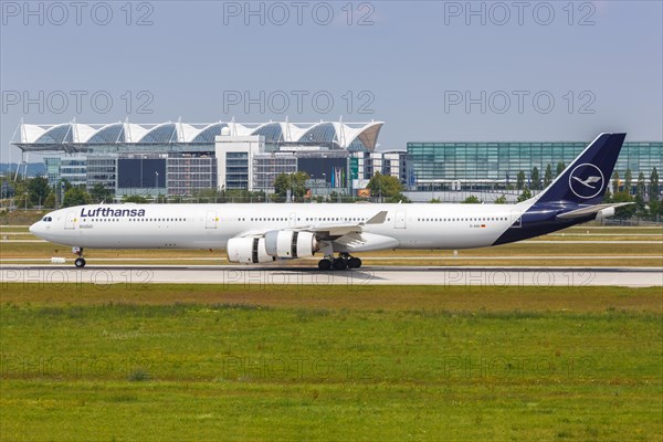 A Lufthansa Airbus A340-600 with registration number D-AIHI at Munich Airport