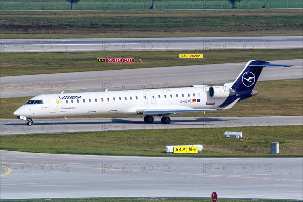 A Bombardier CRJ-900 of Lufthansa CityLine with the registration D-ACNO at Munich Airport